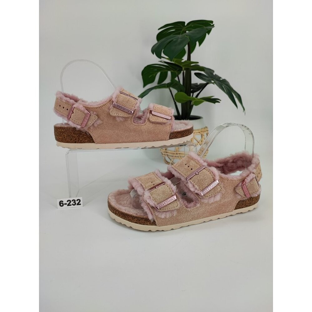 Birkenstock Women's Milano Pink Suede Leather Slingback Sandals Size 6 US